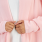 Karen Scott Cardigan longo feminino com gola xale rosa tamanho XS