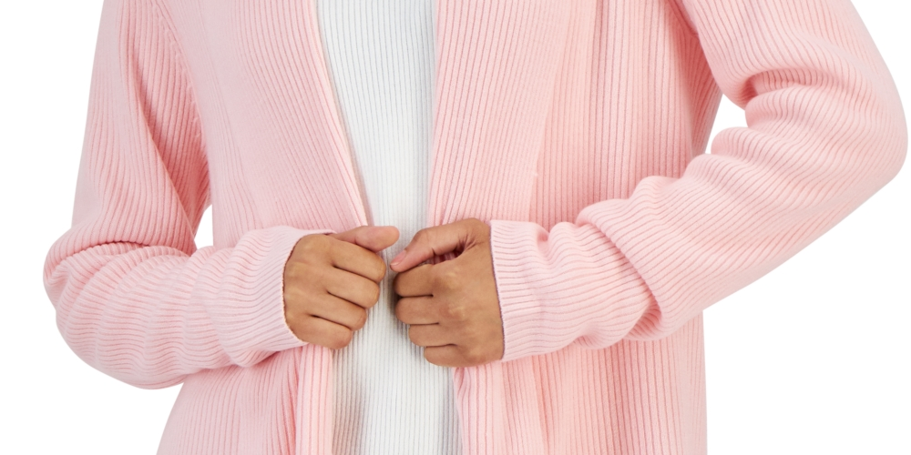 Karen Scott Cardigan longo feminino com gola xale rosa tamanho XS