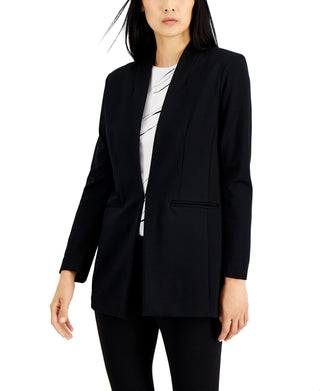 Blazer feminino Alfani com gola xale, preto, tamanho grande