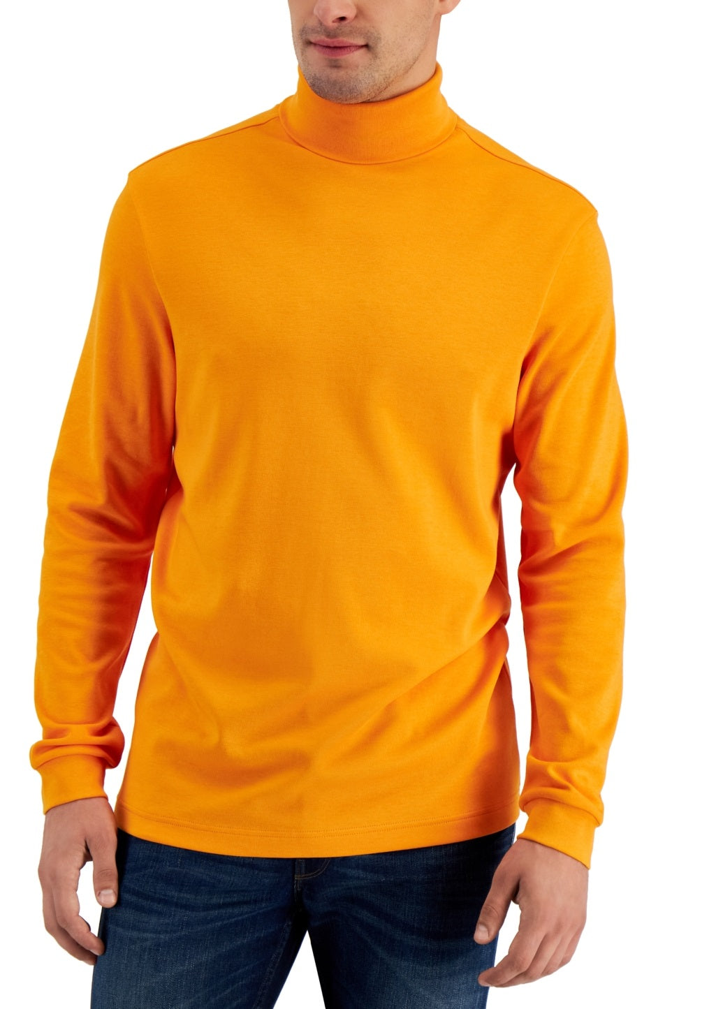 Camisa de gola alta sólida masculina Club Room laranja tamanho pequeno