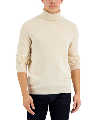 Suéter de cashmere masculino Club Room com gola alta, bege, tamanho grande