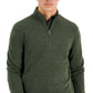Suéter de cashmere masculino Club Room com zíper de um quarto, verde, tamanho grande