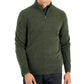 Suéter masculino de cashmere com zíper de um quarto, verde, tamanho extragrande