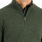 Suéter masculino de cashmere com zíper de um quarto, verde, tamanho extragrande