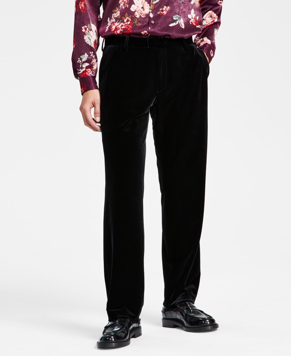 Calça de terno masculina Owen Slim Fit de veludo, preta, tamanho 40, da INC International Concepts