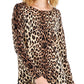 Suéter feminino com estampa de leopardo e gola canoa da INC International Concepts, preto, tamanho médio
