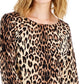 Suéter feminino com estampa de leopardo e gola canoa da INC International Concepts, preto, tamanho médio