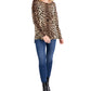 Suéter feminino com estampa de leopardo e gola canoa da INC International Concepts, preto, tamanho médio