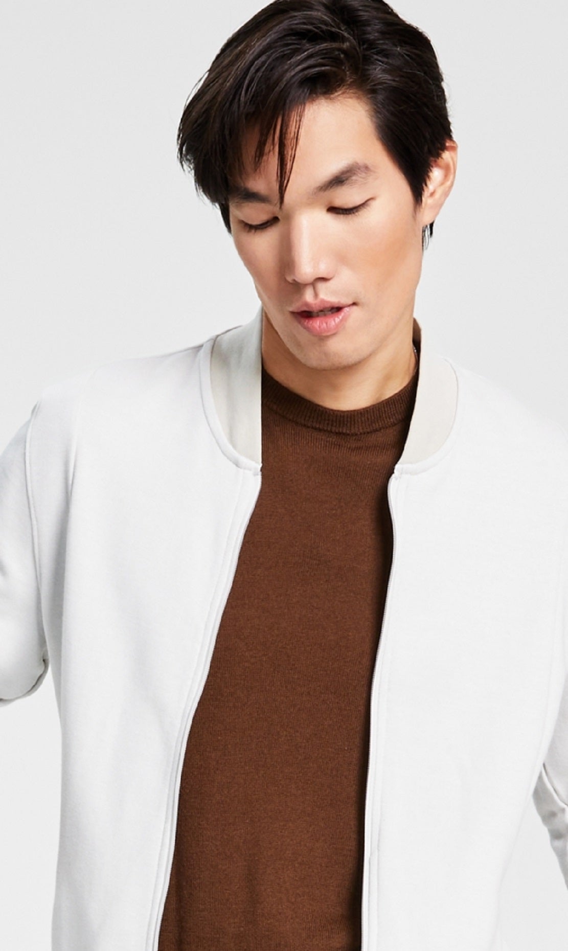 Jaqueta masculina Alfani com zíper frontal marrom tamanho extragrande