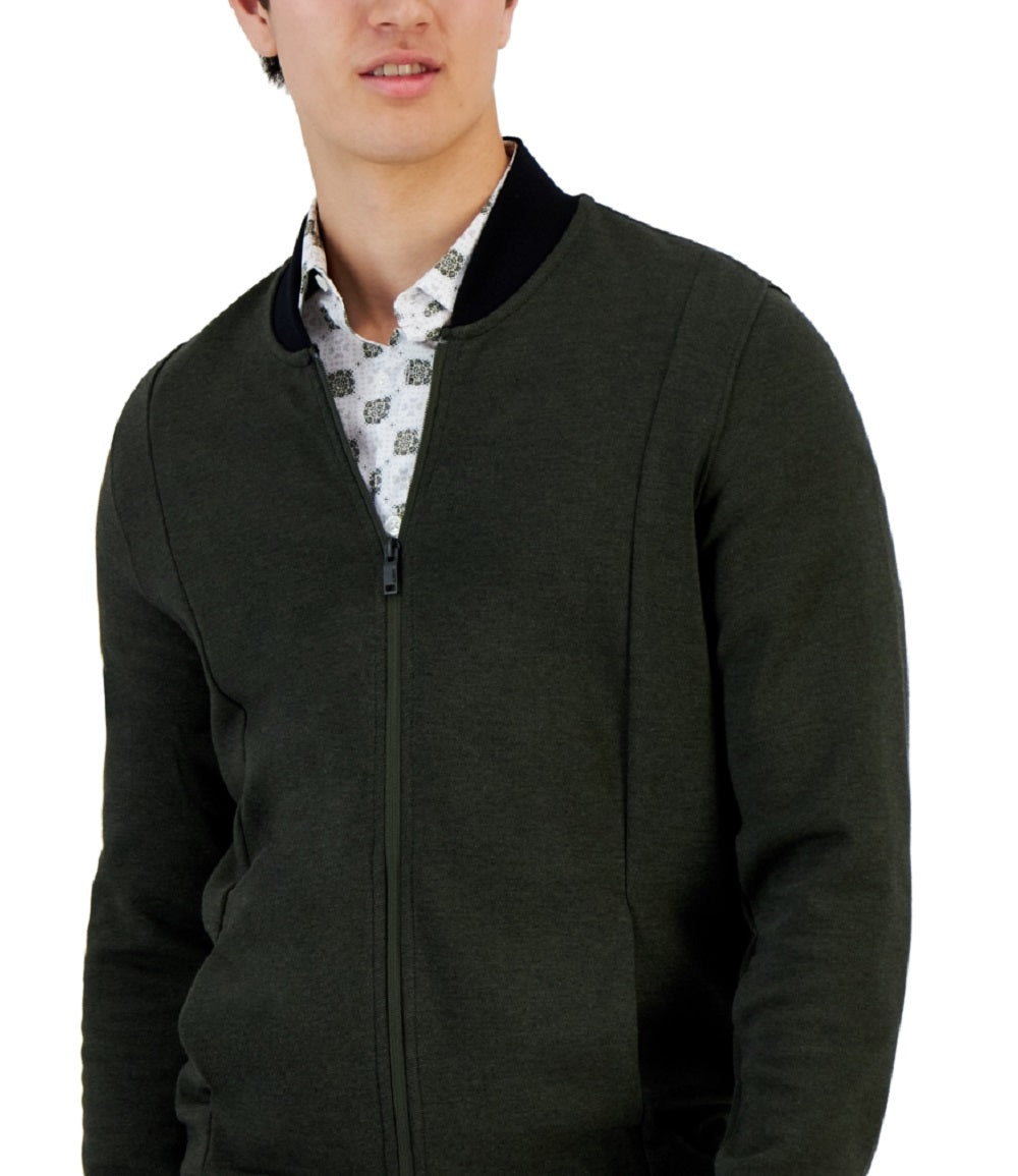 Jaqueta masculina Alfani com zíper frontal, verde, tamanho pequeno