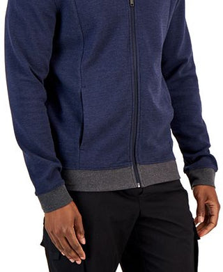 Jaqueta masculina Alfani com zíper frontal, azul, tamanho médio