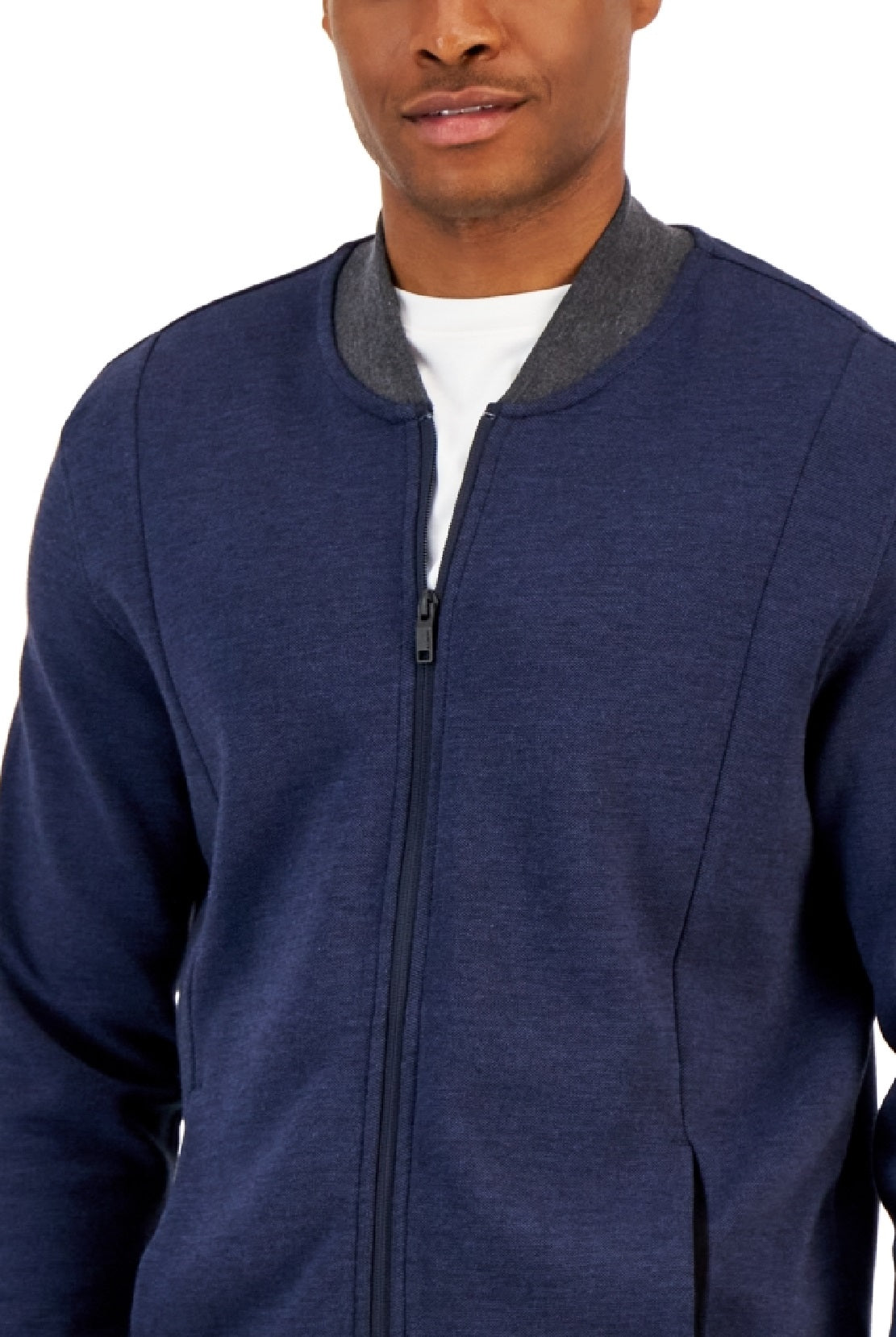 Jaqueta masculina Alfani com zíper frontal azul tamanho X-G