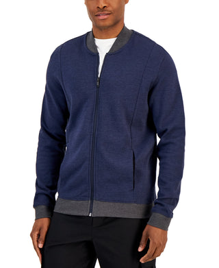 Jaqueta masculina Alfani com zíper frontal azul tamanho X-G