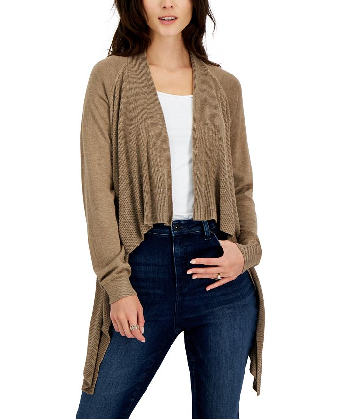 Cardigan feminino Cascade com frente aberta, marrom, tamanho grande, da INC International Concepts