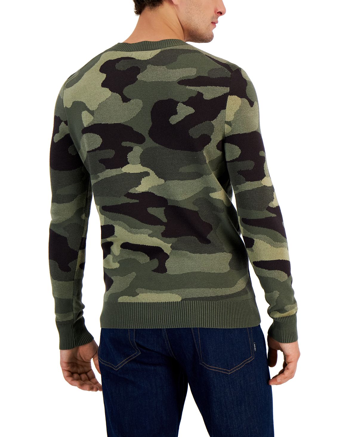 Suéter masculino Alfani com estampa camuflada e gola redonda, verde, tamanho extragrande