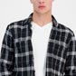 Camisa xadrez clássica masculina INC International Concepts Colon, tamanho grande, preta