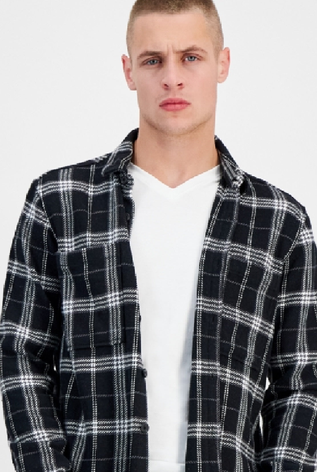Camisa xadrez clássica masculina INC International Concepts Colon, tamanho grande, preta