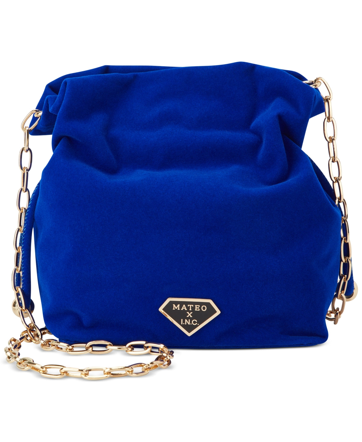 Bolsa balde feminina de veludo INC International Concepts, azul, tamanho regular