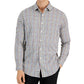 Camisa xadrez masculina Club Room com botões e gola alta, bege, tamanho médio