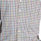 Camisa xadrez masculina Club Room com botões e gola alta, bege, tamanho médio