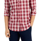 Camisa xadrez masculina Club Room Tech Woven com botões, vermelha, tamanho extragrande