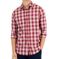 Camisa xadrez masculina Club Room Tech Woven com botões, vermelha, tamanho extragrande