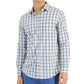 Camisa social masculina com botões e gola trançada, tamanho extragrande, azul