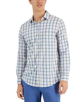Camisa social masculina com botões e gola trançada, tamanho extragrande, azul