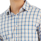Camisa social masculina com botões e gola trançada, tamanho extragrande, azul