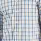 Camisa social masculina com botões e gola trançada, tamanho extragrande, azul