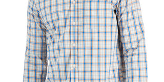 Camisa social masculina com botões e gola trançada, tamanho extragrande, azul