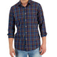 Camisa xadrez masculina Club Room com botões, azul, tamanho pequeno
