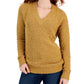 Suéter feminino Teddy Boucle com decote em V, marrom, tamanho XX-G