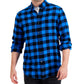 Camisa de flanela xadrez masculina Club Room, tamanho regular, azul, tamanho pequeno