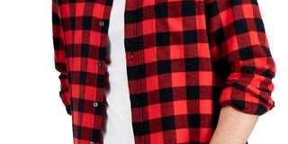 Camisa de flanela xadrez masculina Club Room, tamanho XX-G, tamanho regular, vermelha