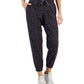Calça jogger feminina ID Ideology com estampa de chita e lã, preta, tamanho médio