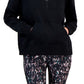 ID Ideology Moletom feminino com zíper e bloco de cores relaxado, preto, tamanho 2XL