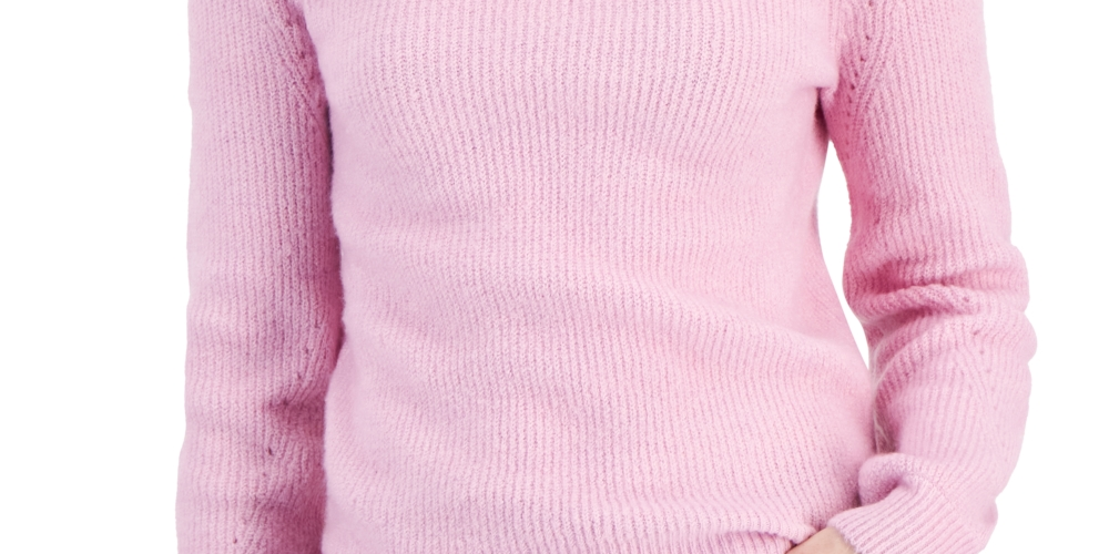 Suéter feminino estilo &amp; co com manga bufante e gola redonda, rosa, tamanho extragrande