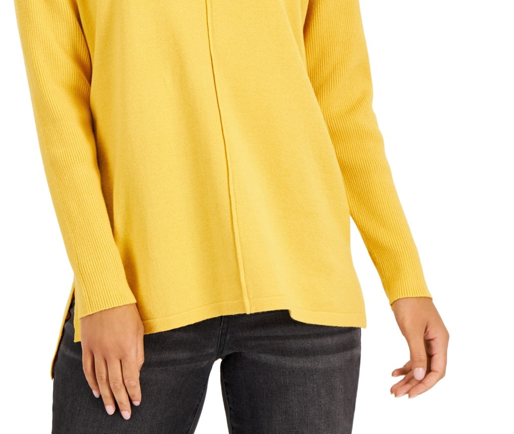 Suéter túnica feminino com costura frontal estilo &amp; co, amarelo, tamanho grande