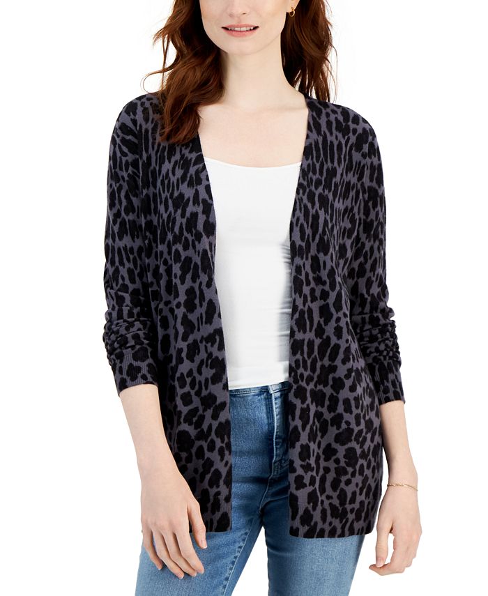 Cardigan estampado feminino Style &amp; Co cinza tamanho X-S