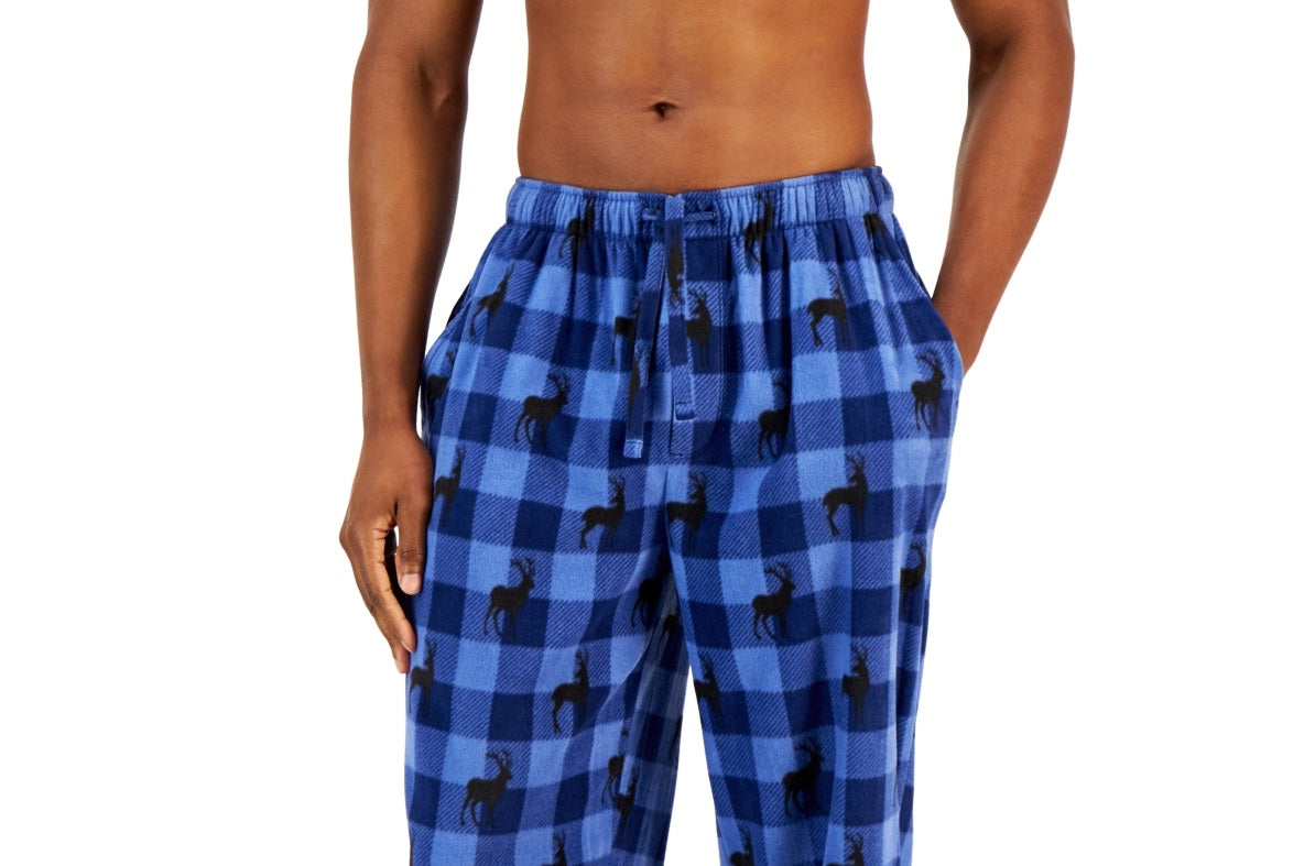 Calça de pijama de lã aconchegante masculina Club Room, azul, tamanho XX-G