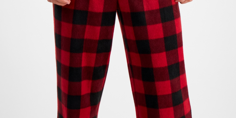 Calça de pijama de lã aconchegante masculina Club Room, vermelha, tamanho extragrande