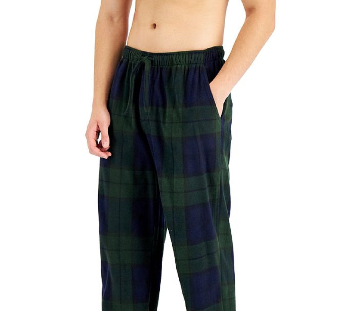Calça de pijama de lã aconchegante masculina Club Room, verde, tamanho XX-G