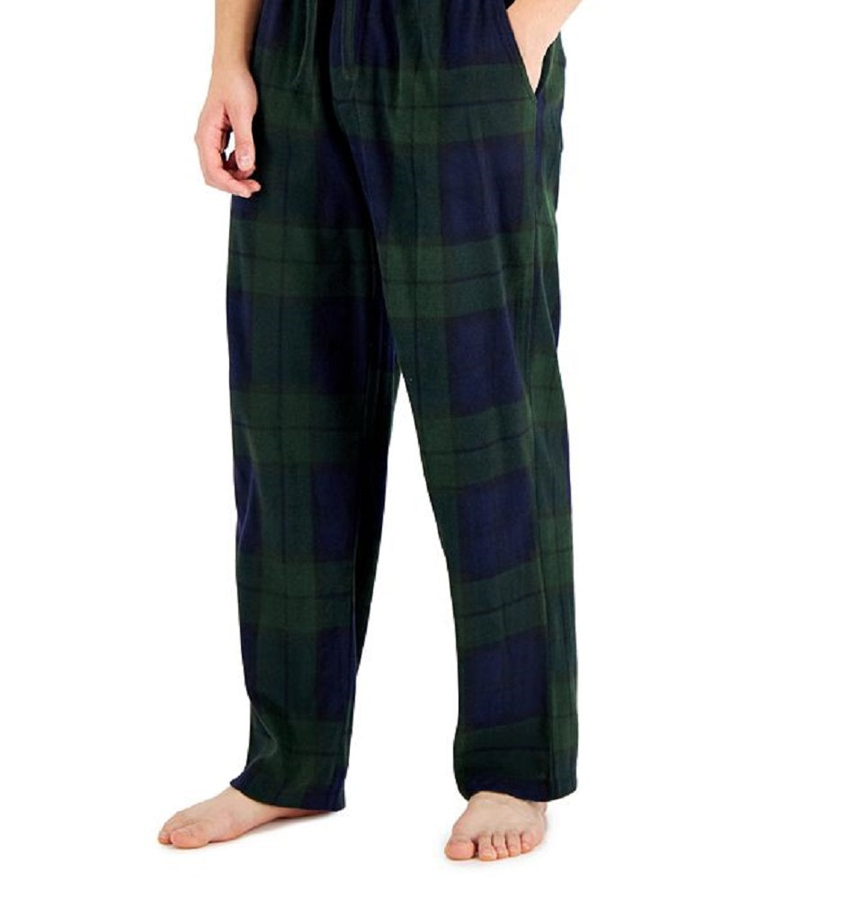 Calça de pijama de lã aconchegante masculina Club Room, verde, tamanho XX-G