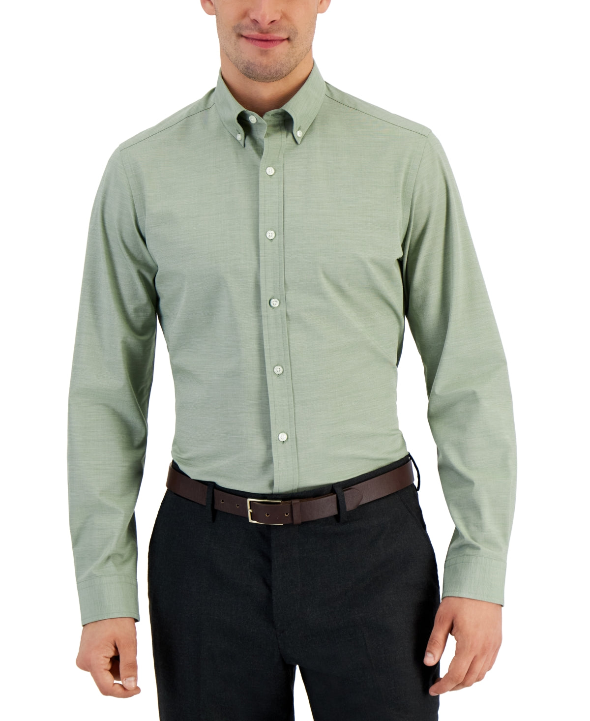 Camisa social masculina Club Room Slim Fit com elasticidade em 4 direções, verde, tamanho pequeno