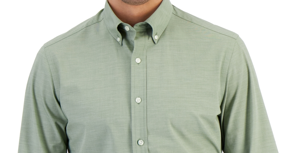 Camisa social masculina Club Room Slim Fit com elasticidade em 4 direções, verde, tamanho XX-G