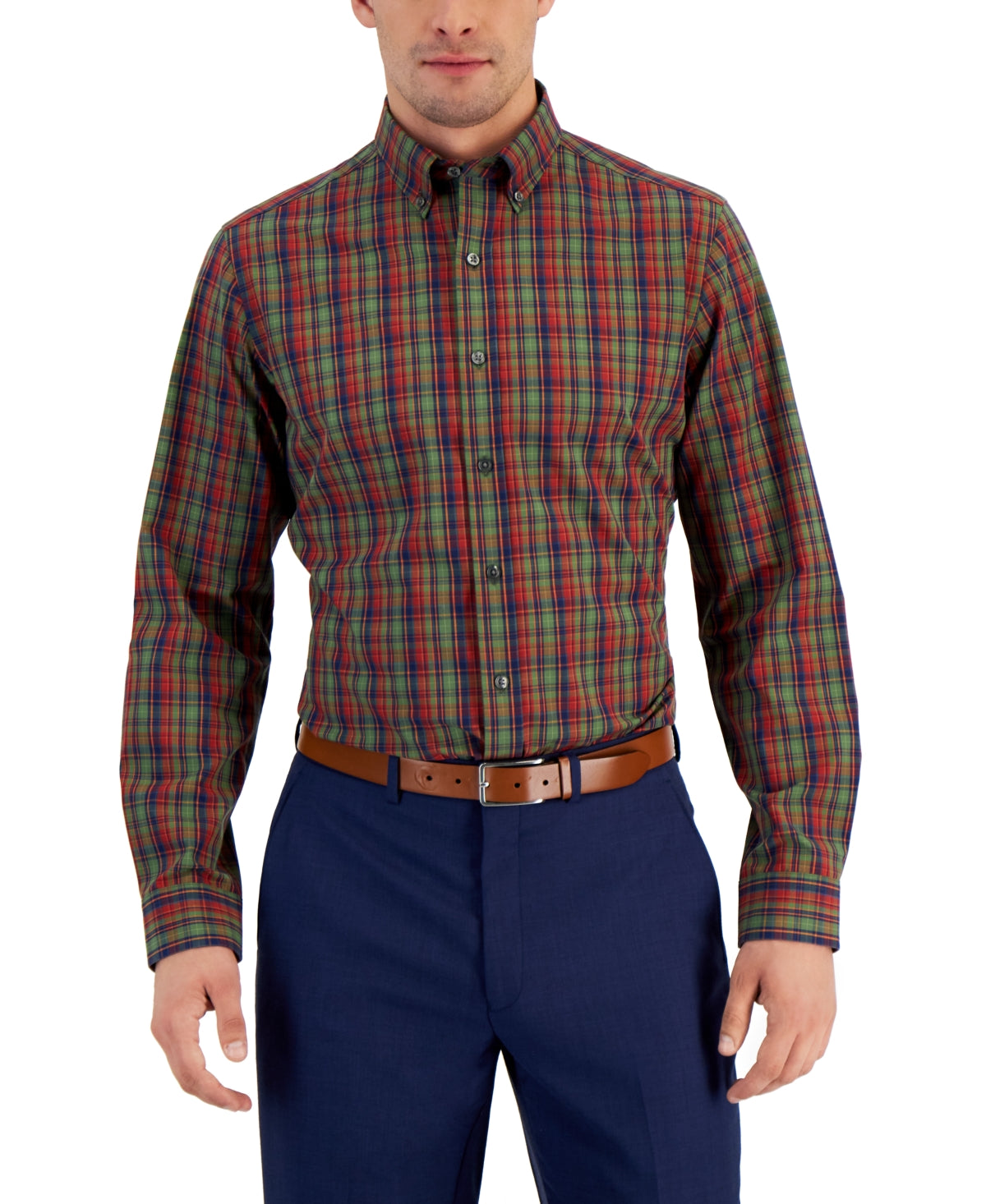 Camisa social masculina xadrez slim fit Club Room vermelha
