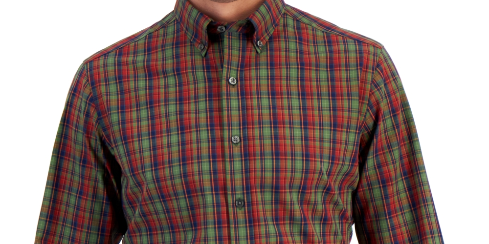 Camisa social masculina xadrez slim fit Club Room vermelha