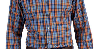 Camisa social masculina xadrez slim fit Club Room, azul, tamanho grande