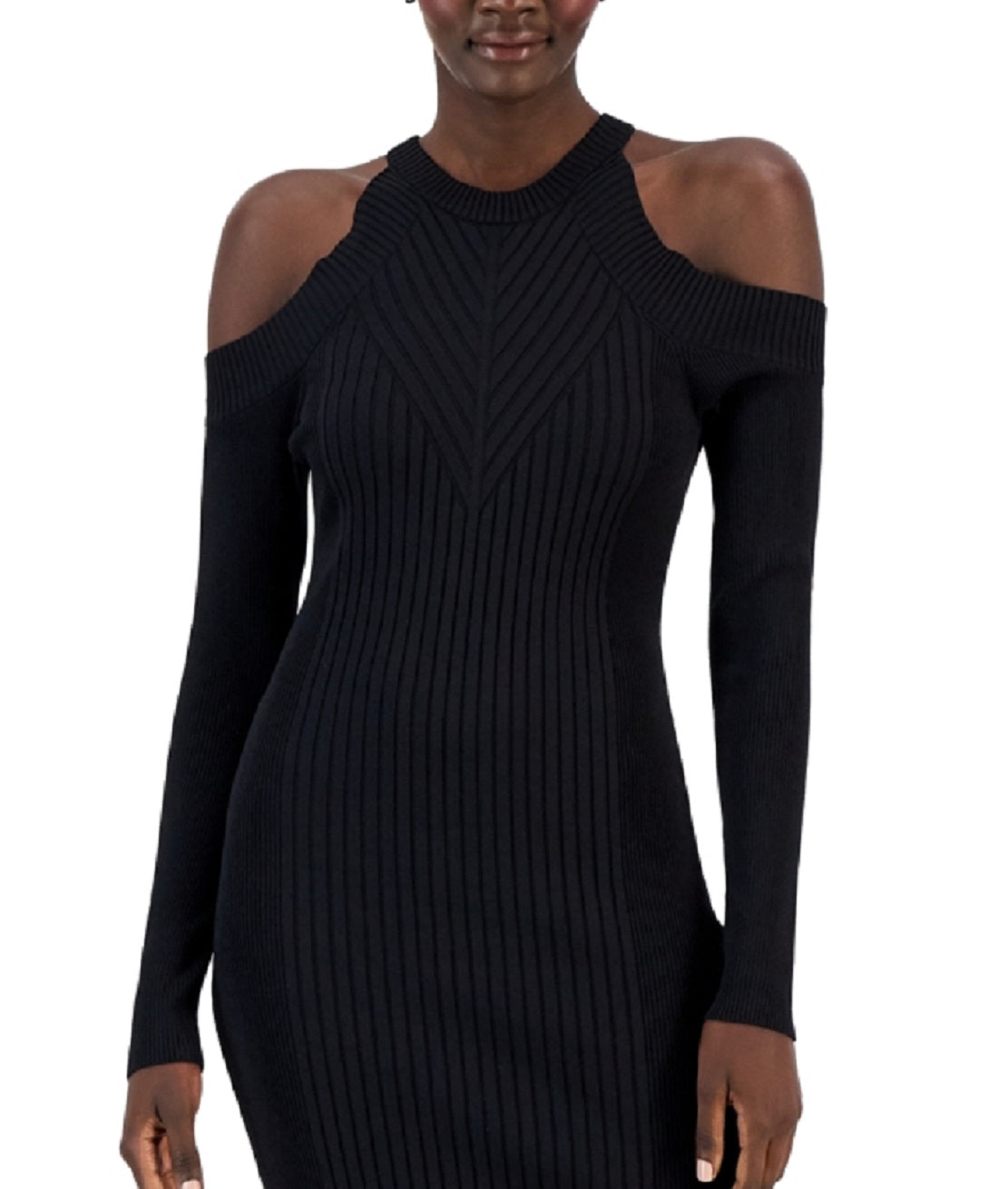 Vestido justo canelado feminino INC International Concepts, preto, tamanho X-S
